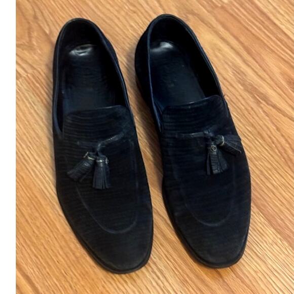 Roberto Cavalli Luxury Black Suede With Tassels Loafer 10 - Picture 10 of 11